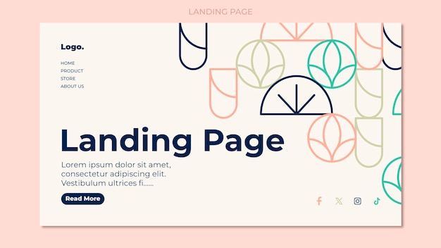 PSD free geometric post modern landing page template