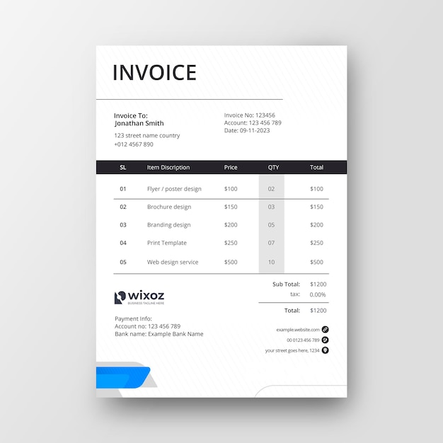 PSD free modern blue gray vector invoice template design