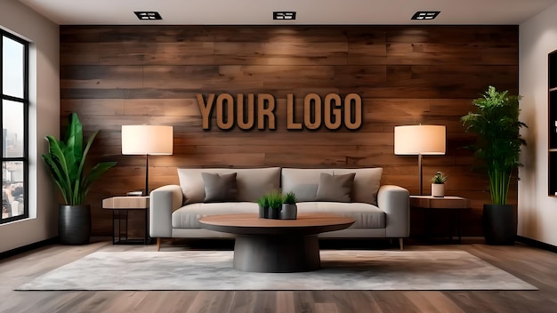 PSD free modern room logo mockup