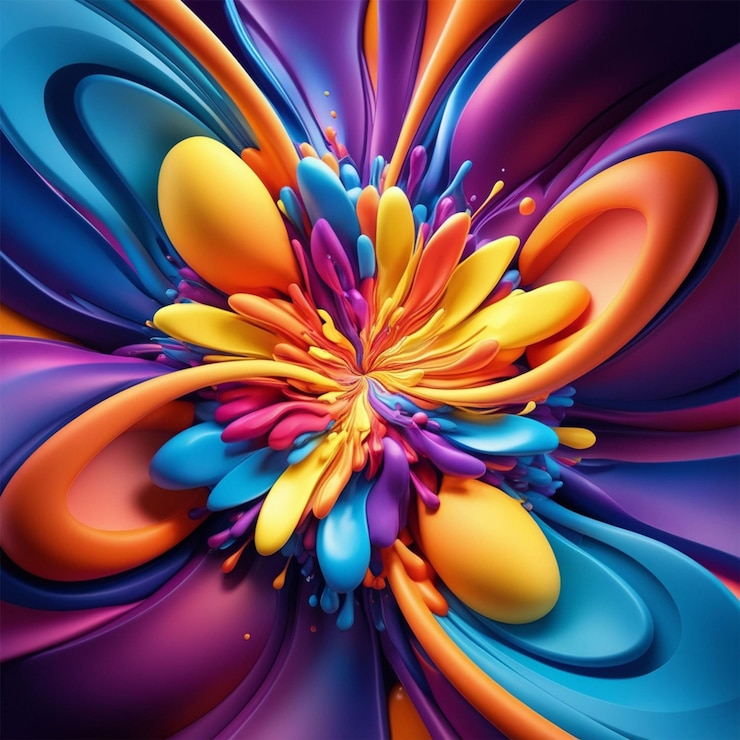 PSD free photo abstract colorful splash 3d background generative