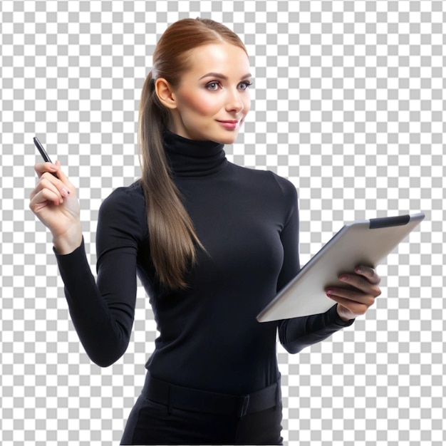 ノートブックを持った若い麗なビジネス女性の無料写真