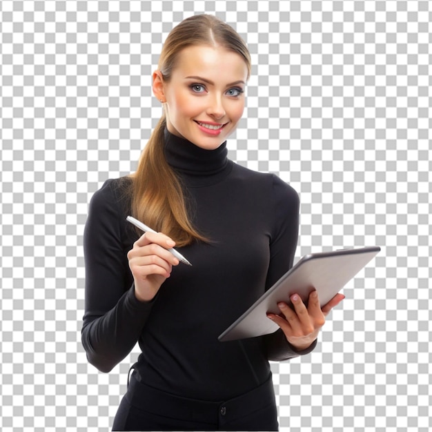 ノートブックを持った若い麗なビジネス女性の無料写真