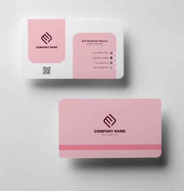 PSD free pink modern business card template