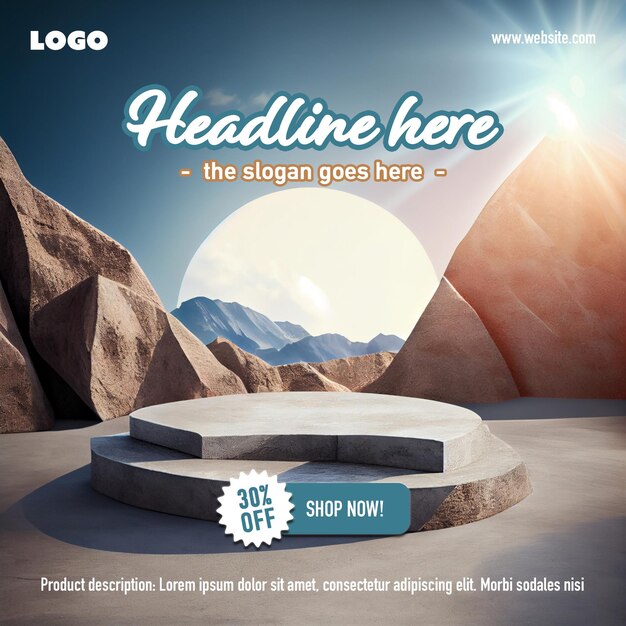 Free product podium template advertising display platform showcase background psd flyer template