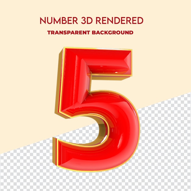 Free PSD 3D alphabet number 5 design