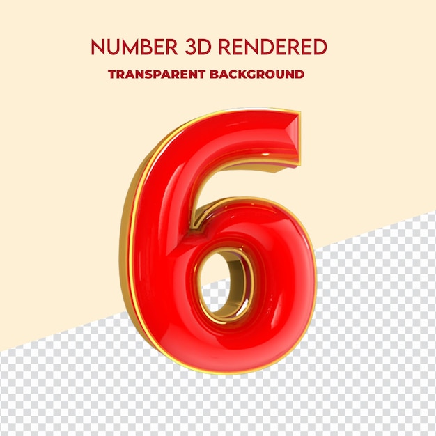 Free PSD 3D alphabet number 6 design