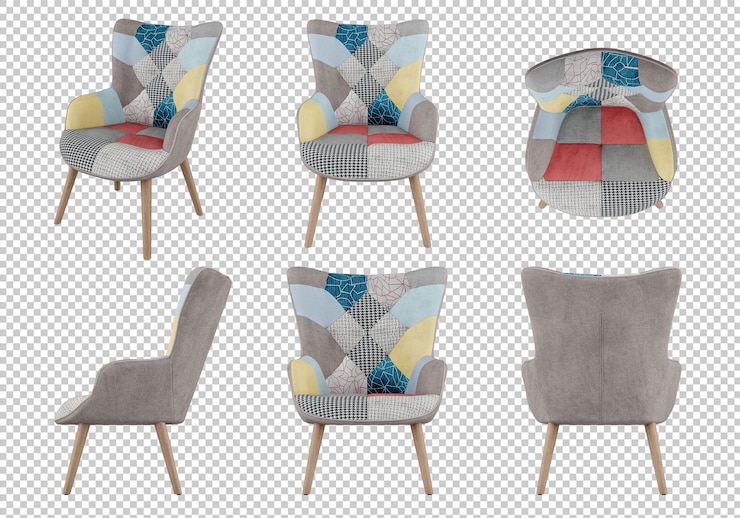 PSD free psd 3d armchair isolated on transparent background
