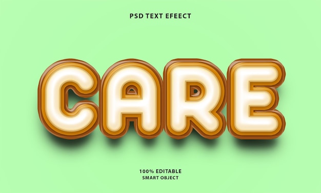 Free psd 3d care title text effect