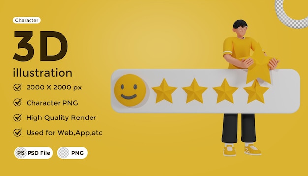 free psd 3d element with 5 star rating high quality render png