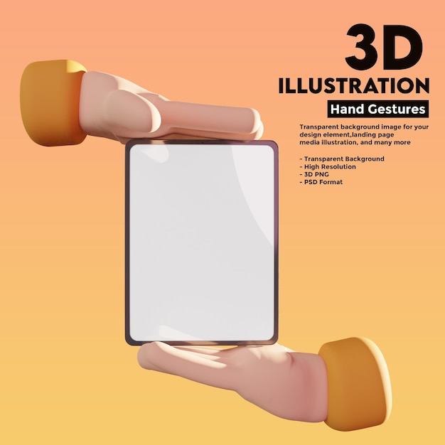 FREE PSD 3D Illustration Tab Ipad mockup high quality render png