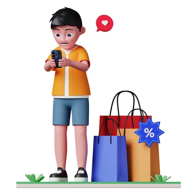 PSD free psd 3d man got shopping discount