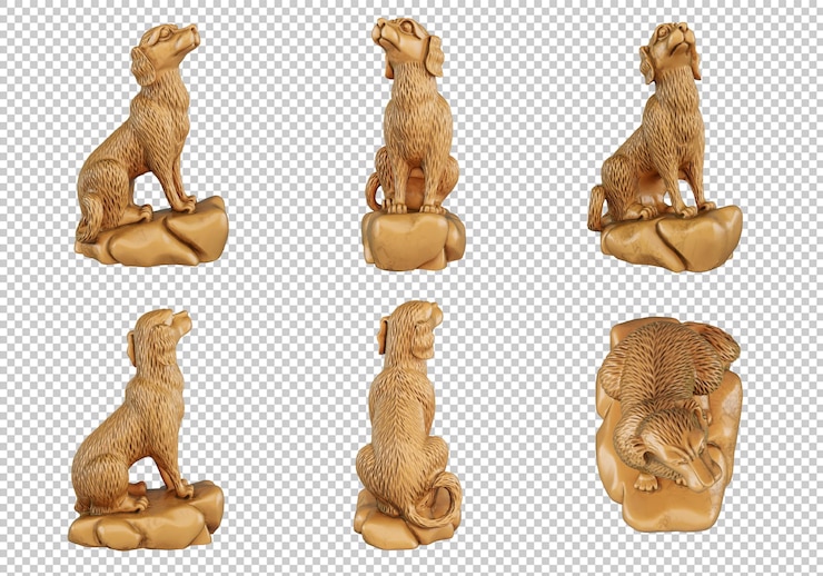 PSD free psd 3d model of dog in 12 zodiac animals on transparent background