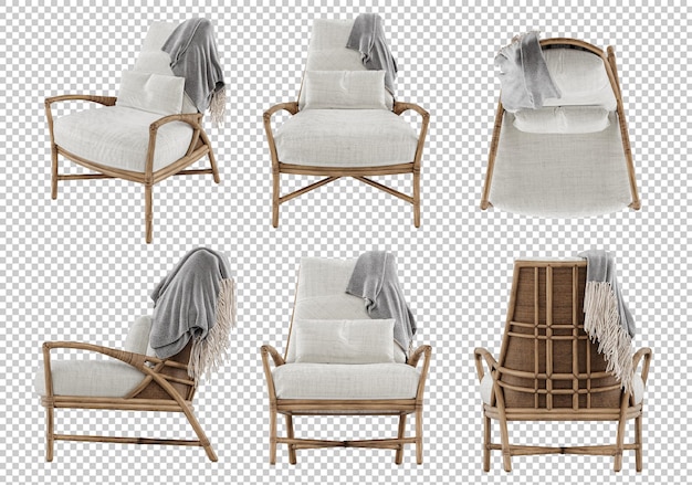 PSD free psd 3d rattan chair isolated on transparent background