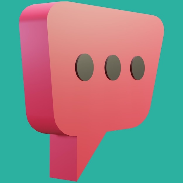 free psd 3d render file bubble chat with red color box shape and 3 dots
