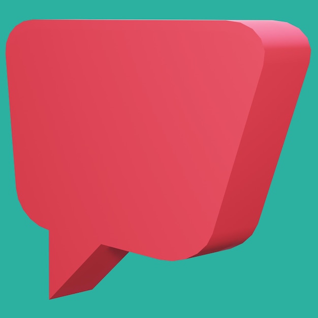 free psd 3d render file bubble chat with red color box shape and blank space