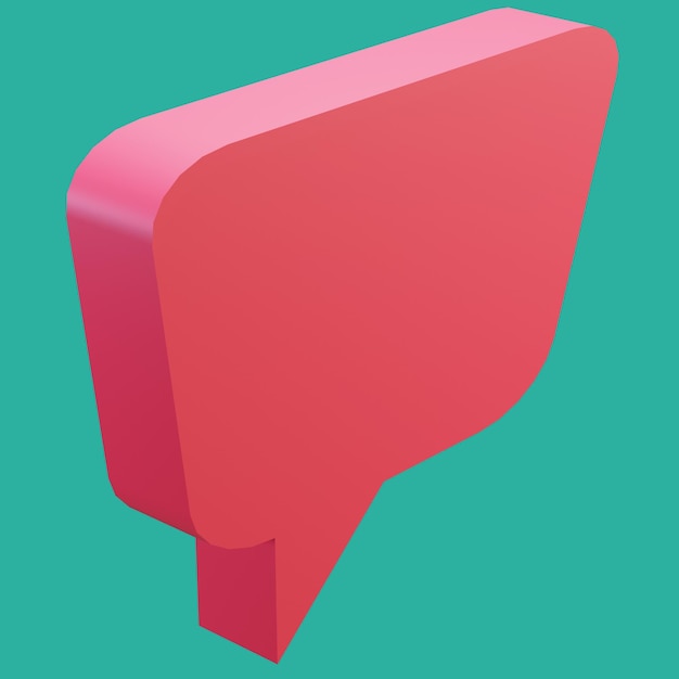 free psd 3d render file bubble chat with red color box shape and blank space