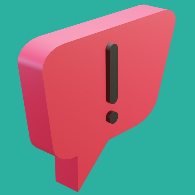 free psd 3d render file bubble chat with red color box shape and