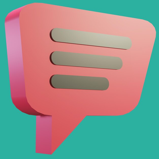 free psd 3d rendering bubble chat with red color box shape and 3 blank space