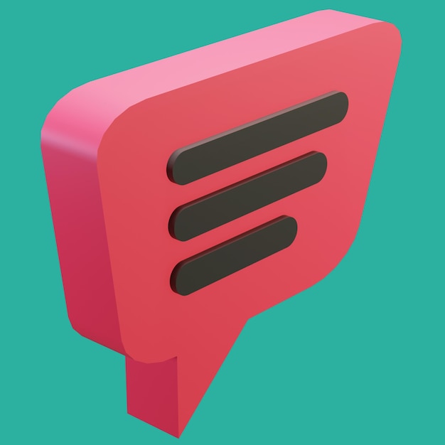 free psd 3d rendering bubble chat with red color box shape and 3 blank space