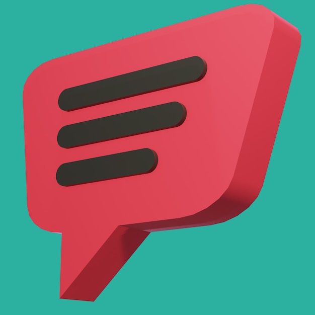 free psd 3d rendering bubble chat with red color box shape and 3 blank space