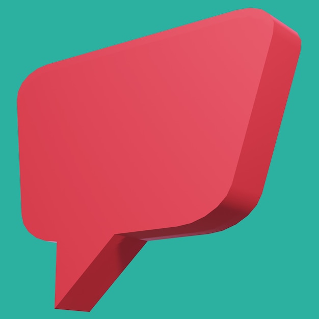 PSD free psd 3d rendering bubble chat with red color box shape and blank space