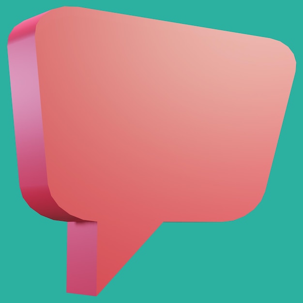 Free psd 3d rendering bubble chat with red color box shape and blank space