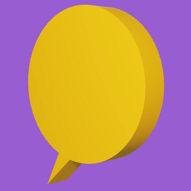 Free psd 3d rendering bubble chat with yellow color round shape and blank space