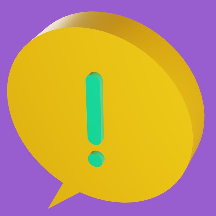 PSD free psd 3d rendering bubble chat with yellow color round shape and danger sign