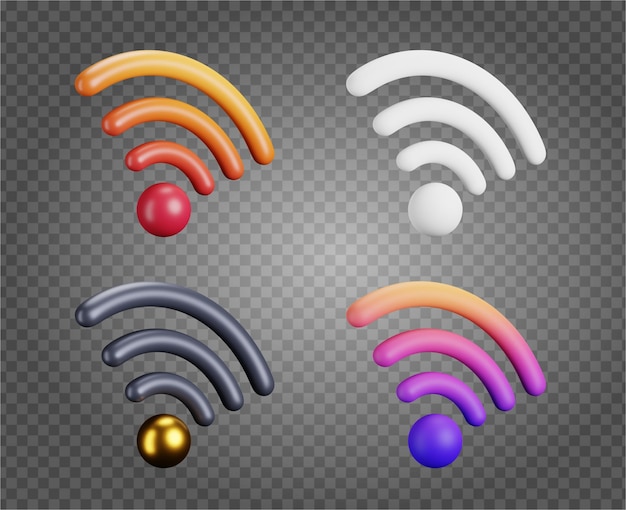 Free PSD 3d transparent wifi icon set