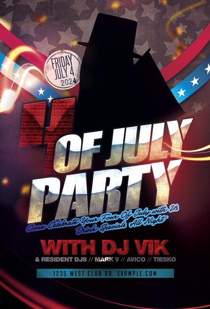 PSD free psd 4th of july celebration party poster template