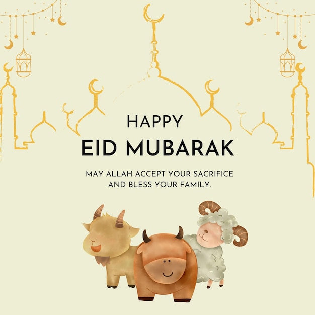 Free psd arabo eid al adha mubarak festa islamica social media design modello gratuito