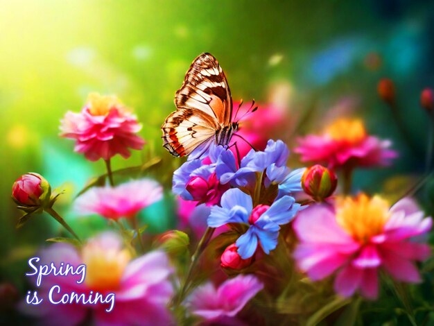 PSD free psd beautiful spring flowers garden sunny day perdersi alla luce del sole in natura