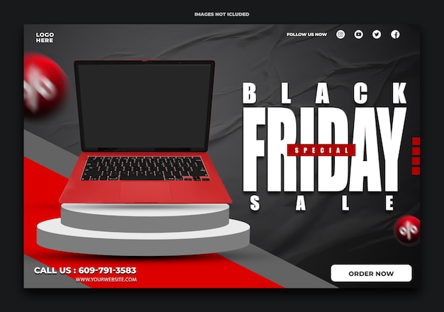 Free psd black friday super sale web banner template