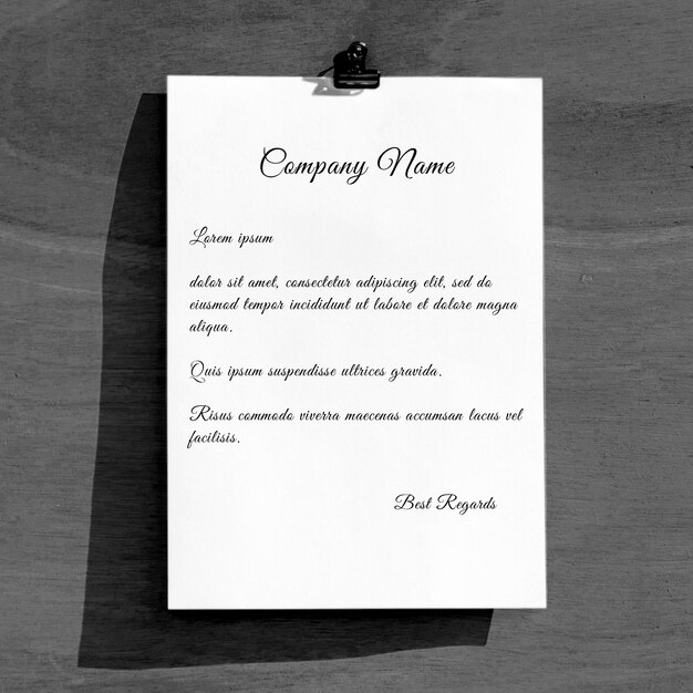free PSD black and white paper mockup for various office purposes or greeting cards