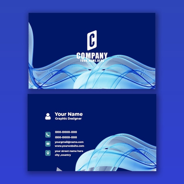 PSD free psd blue business card with white details