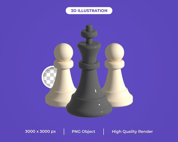 Бесплатный PSD 3D рендеринг шахмат