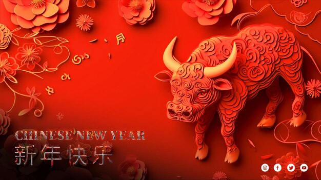 PSD free psd chinese new year festival with decorative background