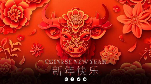 PSD free psd chinese new year festival with decorative background