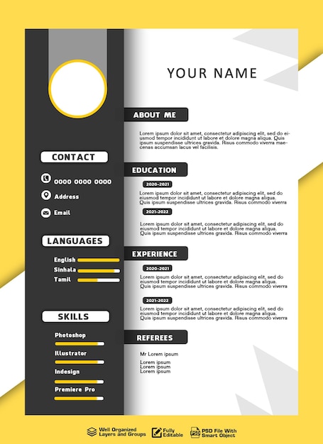 Free psd clean and modern resume or cv template