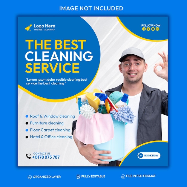 PSD free psd cleaning service square flyer social media post or instagram banner template