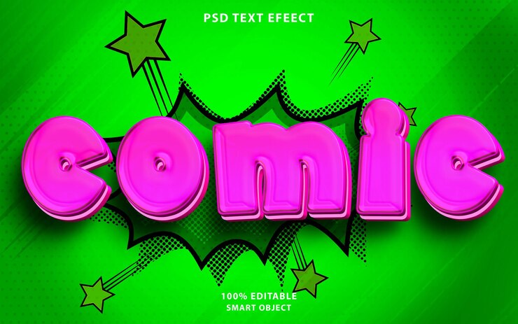 PSD free psd comic style editable text effect