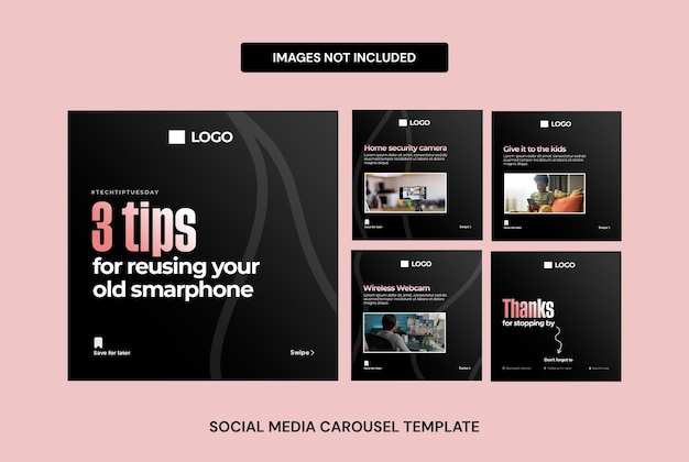 PSD free psd dark gradient tips social media post carousel