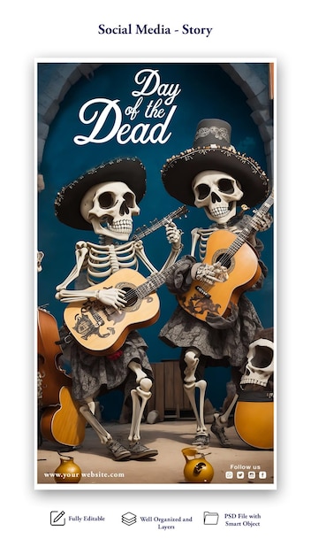 PSD free psd day of the dead social media story design