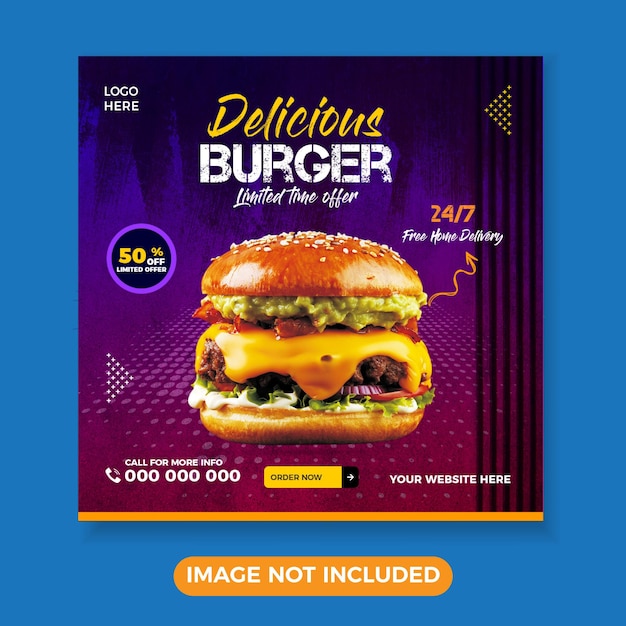 Free psd delicious burger scoal media post design template