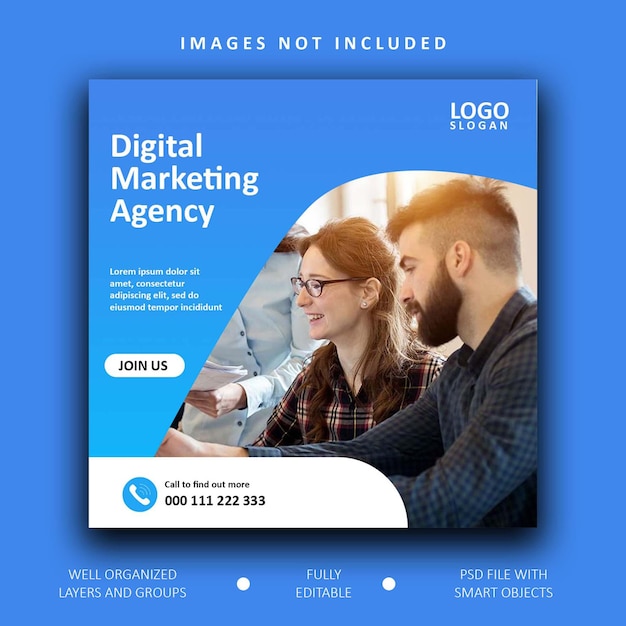 Free psd digital marketing agency and corporate social media post template