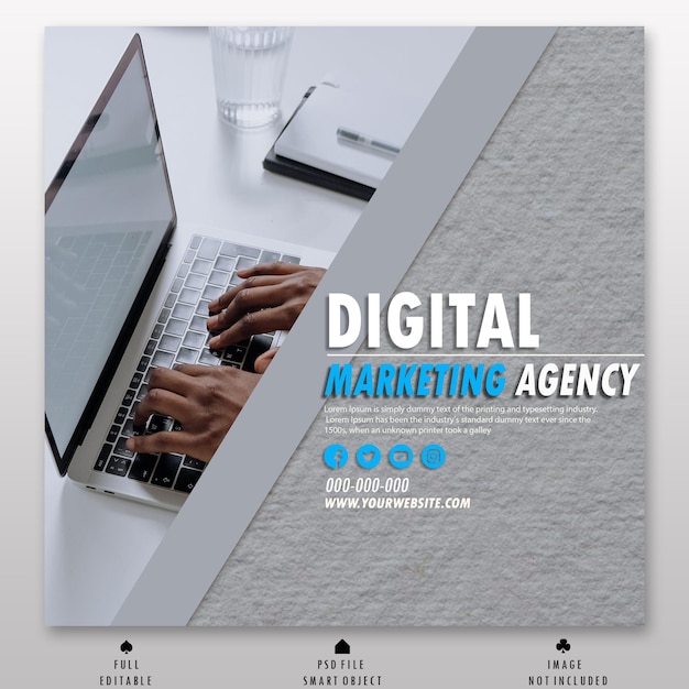 PSD free psd digital marketing corporate social media and agency banner or instagram post