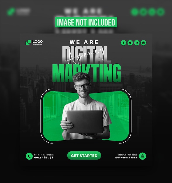 Free psd digital marketing and corporate social media or instagram post template