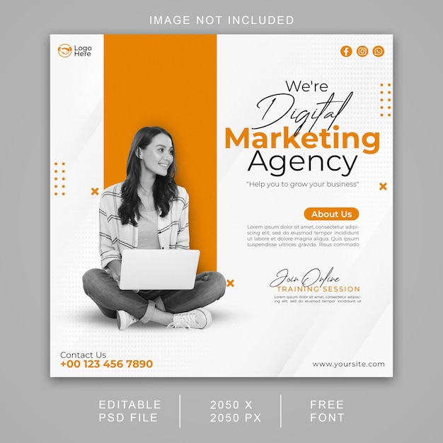 Free psd digital marketing live webinar and corporate social media post template