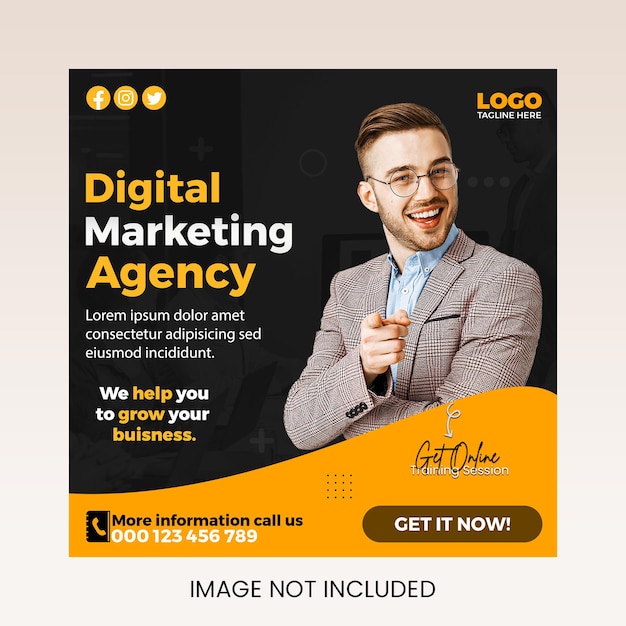 Free PSD digital marketing social media post or free facebook ad tempelate