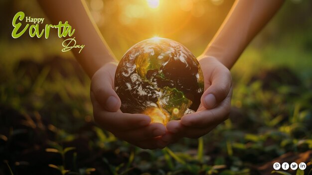 PSD Бесплатный psd день земли кристаллический глобус в природе концепция для окружающей среды